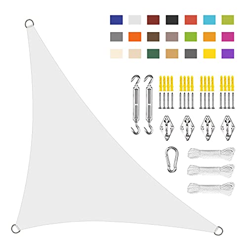 BAJIAN-LI Sonnensegel Sonnenschutz Dreieckiges windabweisend wasserabweisend mit UV Schutz, für Balkon Garten Terrasse, mit Befestigungs Kit- White||2x2x2m von BAJIAN-LI