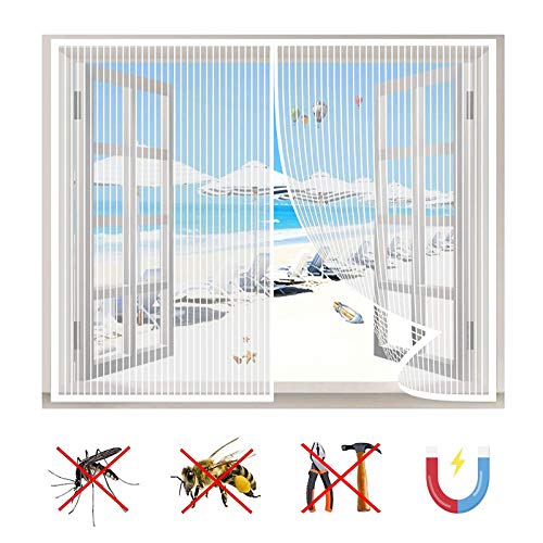 Magnet Fliegengitter Fenster, Fliegenvorhang Moskitonetz Fenster, Auto Schließen Magnetische Adsorption, für Fenster Türen-White-a|| 47x62inch(120x160cm) von BAJIAN-LI