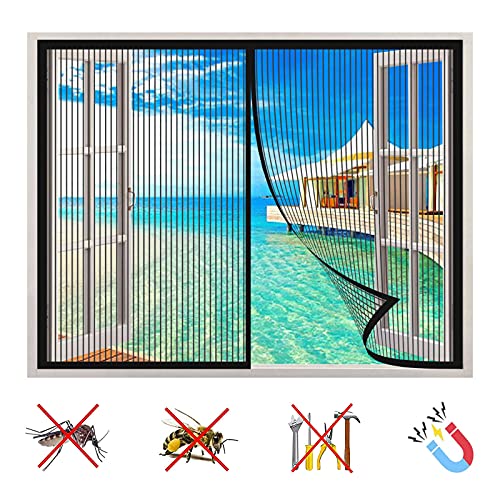 Magnet Fliegengitter Fenster, Moskitoschutz Fliegenvorhang, Automatisches Schließen, Einfach zu Montieren, für Fenster Türen (WxH) von BAJIAN-LI