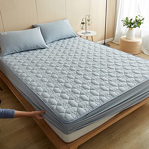 BAJIN Matratzenauflage aus Mikrofaser, gesteppt, extra weich, flauschig und hypoallergen, mit tiefen elastischen Eckbändern,Spannbettlaken 100% Baumwolle Jersey-Stretch（200x220+30cm） von BAJIN