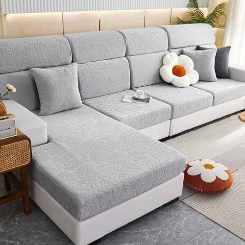 BAJIN Sofa Sitzkissenbezug Sofabezug, Sofahusse Stretch Couchbezug, Sofa Cover Couch überzug für Sofa L Form, Chaiselongue, Ecksofa(Kaiserliche Konkubine: 120x190+20cm,grau) von BAJIN