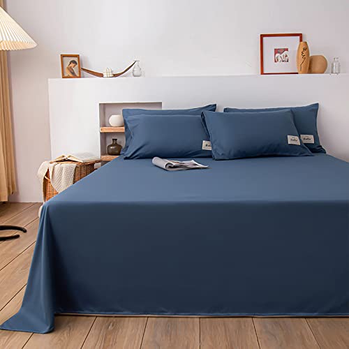 BAJIN spannbettlaken 220x230cm(3PCS) weiches Spannbetttuch und hautfreundliches gebürstetes Bettlaken für die ganze Saison, Tiefe Tasche mit bettlaken blau von BAJIN