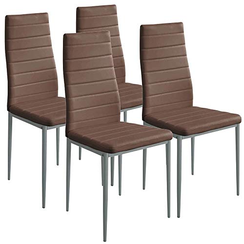 BAKAJI 4er Set Sitzgruppe Wohnzimmer Küche Design Modern Struktur aus Metall und Sitzfläche aus Kunstleder Maße 98 x 41 x 45 cm von BAKAJI