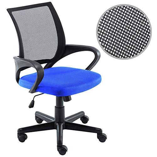 BAKAJI 5528-BLUE Sessel Stuhl Schreibtisch Büro Präsident aus Stoff Atmungsaktives Netz 360 Grad Drehung, Polypropylen Nylon, Blau/schwarz, Unica von BAKAJI