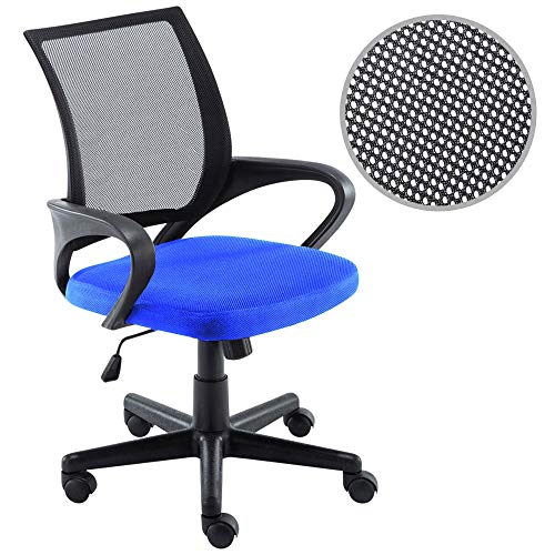 BAKAJI Bürostuhl aus atmungsaktivem Netzstoff, 360 Grad drehbar, höhenverstellbar, Blau und Schwarz von BAKAJI