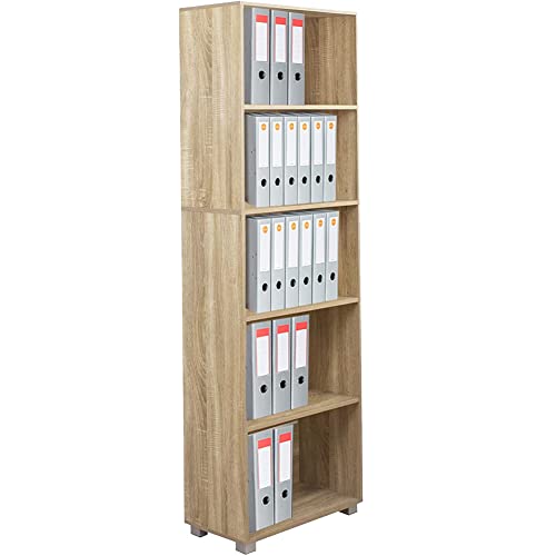 BAKAJI Bücherregal Segel 5 Regale Möbel 190 cm Büro Aufbewahrung Dokumente Bücher Bibliothek Schrank Regale Wohnzimmer Struktur aus Holz von BAKAJI