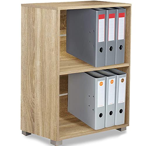 BAKAJI Bücherregal für Segeln, 2 Regalen, Archivierung von Dokumenten und Grundstücken, Möbel, Haus, Büro, Bibliothek, Schrank mit Regalen, Innenraum, Standregal aus Holz (Eiche) von BAKAJI