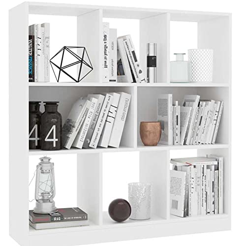 BAKAJI Bücherregal für Stand, 8 Zimmer, Haus, Büro, Bibliothek, Schrank, Regale, modernes Design, Inneneinrichtung, Möbel, Wohnzimmer, Struktur aus Holz (Weiß) von BAKAJI