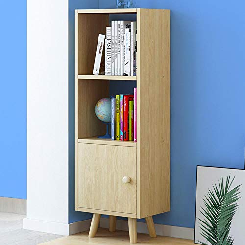 BAKAJI Bücherregal mit 2 Einlegeböden und Schrank mit Tür, Struktur aus MDF-Holz, modernes skandinavisches Design, Größe 132 x 30 x 33 cm von BAKAJI