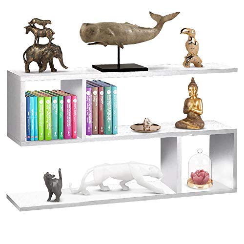 BAKAJI Bücherregal mit 5 Einlegeböden aus Melaminholz, modernes Design für Wohnzimmer, Wohnzimmer, Haus oder Büro, Größe 80 x 20 x 50,5 cm (weiß) von BAKAJI