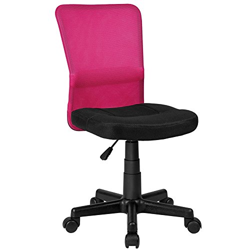 BAKAJI Bürostuhl Schreibtischstuhl Drehstuhl, mit Kunststoff-Leichtlaufrollen, stufenlos höhenverstellbar, gepolsterte Sitzfläche, ergonomische Passform, Lift SGS-geprüft, (Schwarz Fuchsia) von BAKAJI