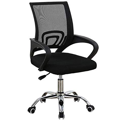 BAKAJI Bürostuhl Ergonomisch aus atmungsaktivem Netzgewebe, Basis mit 5 Rassen aus Stahl, drehbar um 360 Grad, höhenverstellbar, zur Dekoration des Hauses oder Schlafzimmers (schwarz) von BAKAJI