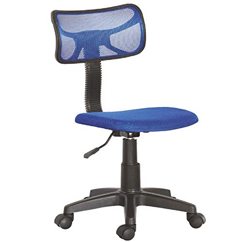 BAKAJI Drehstuhl mit 5 Rädern, Büro, Schreibtisch, Rückenlehne, ergonomisch, Blau, Leinwand, Medium von BAKAJI
