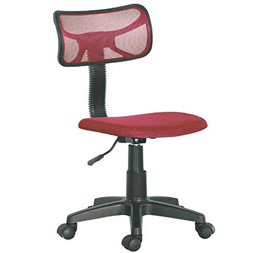 BAKAJI Drehstuhl mit 5 Rädern, für Büro, Kinderzimmer, Schreibtisch, Rückenlehne, ergonomisch, Rot, Leinwand, Medium von BAKAJI
