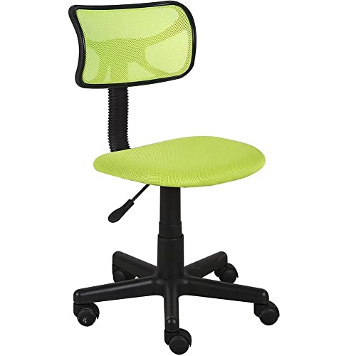 BAKAJI Drehstuhl mit 5 Rädern, für Büro, Kinderzimmer, Schreibtisch, ergonomische Rückenlehne, Grün, Leinwand, 40D x 40W x 82H cm von BAKAJI