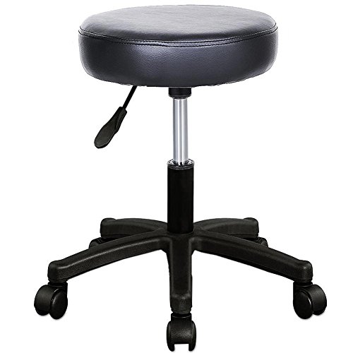 BAKAJI Hocker Drehstuhl Estetista Arbeitshocker Arbeitshocker mit Rollen für Kosmetikstudio, Praxis, Studio, Medizinisch, drehbar 360° Profi Farbe schwarz von BAKAJI