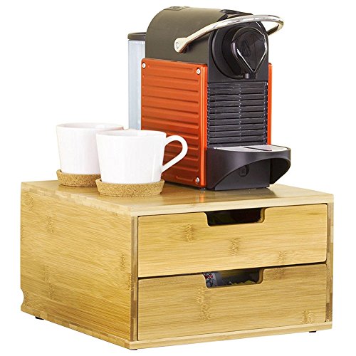BAKAJI Kaffeekapsel doppelfach Box Kapselspender Aufbewahrungsbox Schubladenbox Schreibtischorganizer BHT: 30 x 18 x 31 cm von BAKAJI