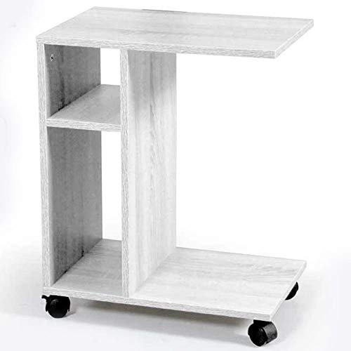 BAKAJI Couchtisch für Kaffeetür, Seitenschlafsofa, mit Bücherregal und weißen Rollen, aus Holz, Medium von BAKAJI