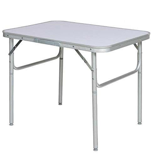 BAKAJI Klappbarer 90 x 60 cm Campingtisch Picknick Aluminium 90 x 60 x 70 cm, zusammenklappbar, Koffer flach Formica, Silber/schwarz, 90 x 60 x 70cm von BAKAJI