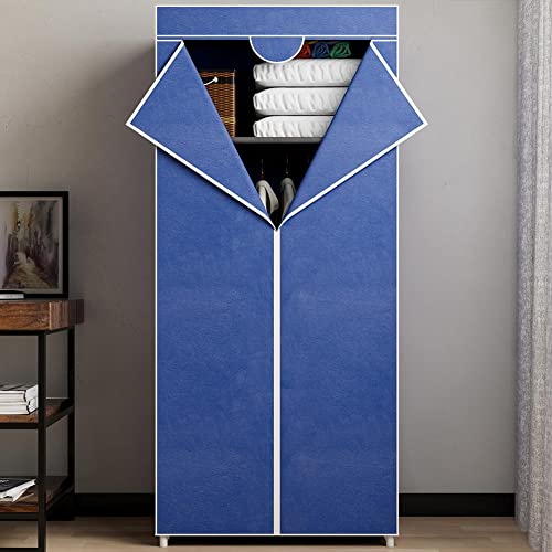 BAKAJI Kleiderschrank mit Metallrohrstruktur, platzsparender Schrank mit TNT-Stoffbezug, Reißverschluss und Camping-Kleiderstange, Größe 70 46 160 cm (Blau), Metall, 70x46x160 cm von BAKAJI