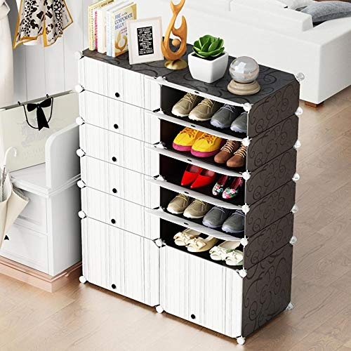 BAKAJI Modularer Schuhschrank mit 12 Würfeln, platzsparend, für Schuhe, verstellbar, Kapazität: 24 Paar, Aufbewahrung, tragbar, Eingangsbereich, modernes Design, Größe 95 x 37 x 125 cm von BAKAJI