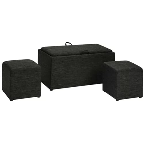 BAKAJI Möbel-Set mit 2 Sitzhocker und Truhe mit 2 in 1 Kissen, umwandelbar in EIN Serviertablett, Fußhocker mit Bezug aus Leinenstoff, grau, ideal für Zuhause, Büro, Wohnzimmer BAKAJI Möbel-Set mit 2 Sitzhocker und Truhe mit 2 in 1 Kissen, umwandelbar in EIN Serviertablett, Fußhocker mit Bezug aus Leinenstoff, grau, ideal für Zuhause, Büro, Wohnzimmer von BAKAJI