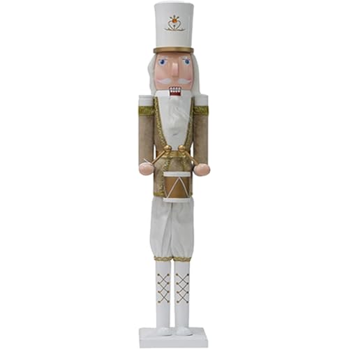 BAKAJI Riesiger Holz-Nussknacker Soldat Höhe 106 cm Bemalte Kleidung Bart und Haare aus Plüsch mit funktionierendem Mechanismus Weihnachtsdekoration (Design 17) von BAKAJI