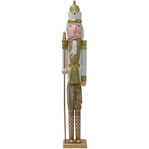 BAKAJI Riesiger Holz-Nussknacker Soldat Höhe 106 cm Bemalte Kleidung Bart und Haare aus Plüsch mit funktionierendem Mechanismus Weihnachtsdekoration (Design 20) von BAKAJI