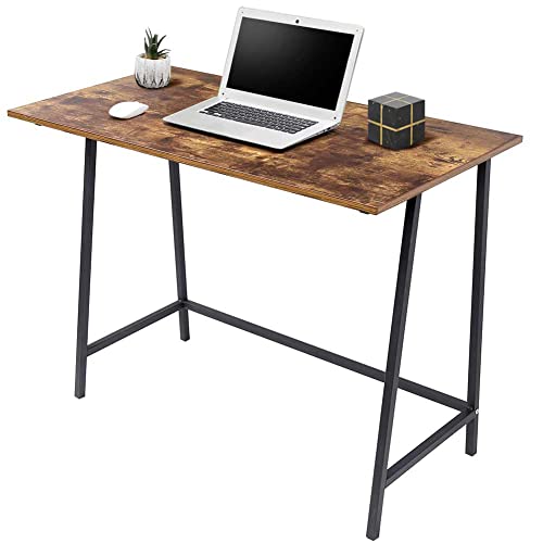 BAKAJI Schreibtisch PC Holz Metall Haus Büro Industrielles Design Braun, 100 x 50 cm von BAKAJI