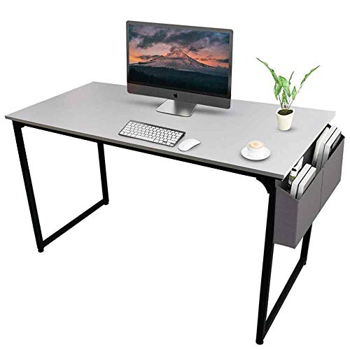 BAKAJI Schreibtisch Tisch PC Holz Metall mit Organizer Design, Weiß, Standard von BAKAJI
