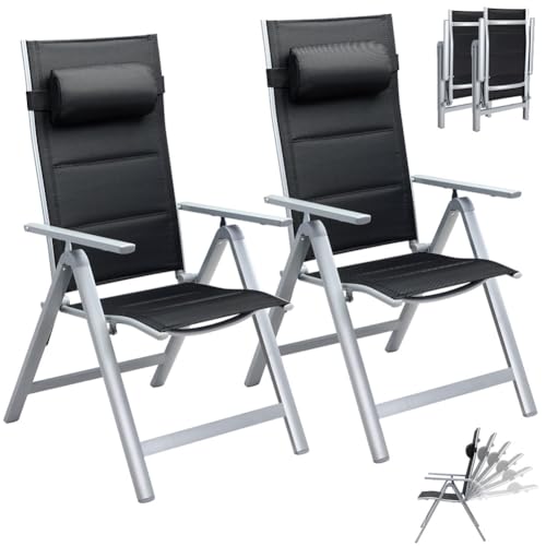 BAKAJI 2X Gartenstuhl, Hochlehner, extra gepolstert, klappbar, Gestell und Armlehnen aus Aluminium, inkl. Kopfstütze/Lendenwirbelkissen, 8-Fach verstellbar, Outdoor BAKAJI 2X Gartenstuhl, Hochlehner, extra gepolstert, klappbar, Gestell und Armlehnen aus Aluminium, inkl. Kopfstütze/Lendenwirbelkissen, 8-Fach verstellbar, Outdoor von BAKAJI