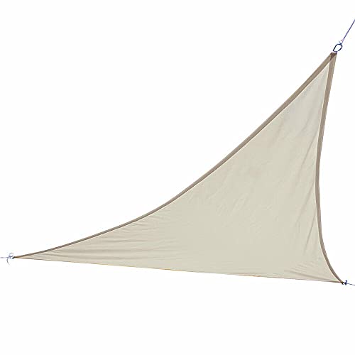 Bakaji Segeltuch für Sonnensegel, dreieckig, Schattenvorhang, aus strapazierfähigem Stoff, UV-Schutz, 90% für Schatten, Garten, Terrasse mit Verschluss, Farbe Beige, inklusive Seil (3 x 3 m) von BAKAJI