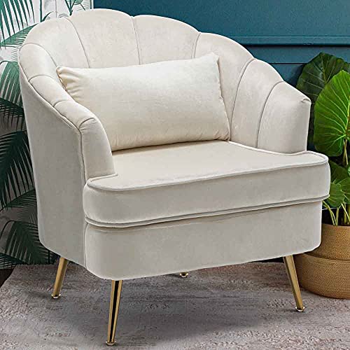 BAKAJI Sessel Relax Stuhl Bezug aus Stoff Struktur Holz und Beine aus Metall, Farbe Gold, gepolstert, modernes Design, gesteppt, große Rückenlehne, Größe 80 x 78 x 82 cm (Beige) von BAKAJI