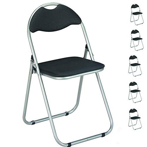 BAKAJI Set 6 Stück Klappstühlen Stühle gepolstert faltbar platzsparend Farbe schwarz Struktur Silver Stuhl Metal von BAKAJI