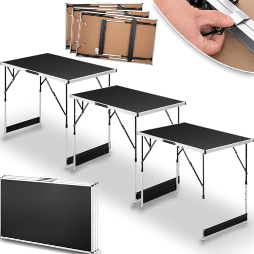 BAKAJI Set mit 3 multifunktionalen Klapptischen für Außenbereich, Tische mit 4 verstellbaren Höhen und Tragegriff, Verstellbarer Campingtisch für Picknick, Outdoor, Camping, Traglast 30 kg (schwarz) BAKAJI Set mit 3 multifunktionalen Klapptischen für Außenbereich, Tische mit 4 verstellbaren Höhen und Tragegriff, Verstellbarer Campingtisch für Picknick, Outdoor, Camping, Traglast 30 kg (schwarz) von BAKAJI