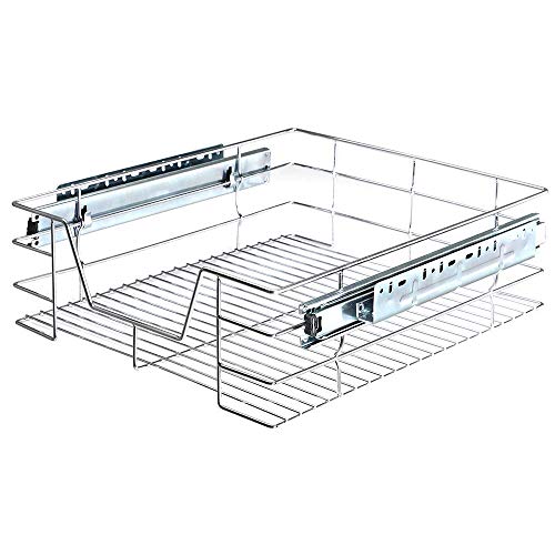 BAKAJI Teleskopschublade Küchenmöbel Ausziehbarer Regalkorb mit Edelstahlschiene (Perfekt für 50 cm Außentüren) von BAKAJI