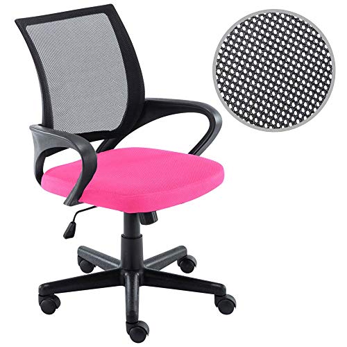 BAKAJI Sessel Stuhl Schreibtisch Büro Präsident aus Stoff Atmungsaktives Netz 360 Grad Drehung, Polypropylen Nylon, Rosa Schwarz, Unica von BAKAJI