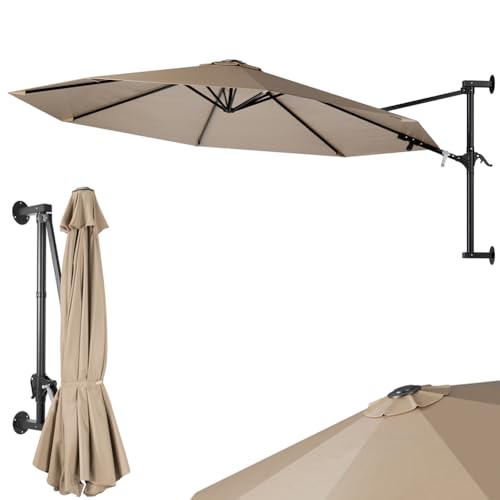 BAKAJI Wandschirm für den Garten, Durchmesser 300 cm, Wandschirm mit Metallrahmen, Pavillon für den Außenbereich mit 8 Rippen und Abdeckung aus wasserdichtem Polyester, ecru, Grande, modern und von BAKAJI