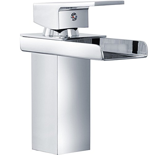 BAKAJI Waschtischarmatur mit Wasserfall Einhebelmischer Messing verchromt 135 x 200 mm Mehrfarbig von BAKAJI