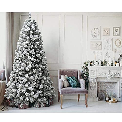 BAKAJI Weihnachtsbaum Royal Super Dicker Kiefer Grün Schnee Basis Kreuz Eisen Faltbar Hohe Qualität Zweige mit Schnee Einfache Montage Öffnung Regenschirm (180cm) von BAKAJI