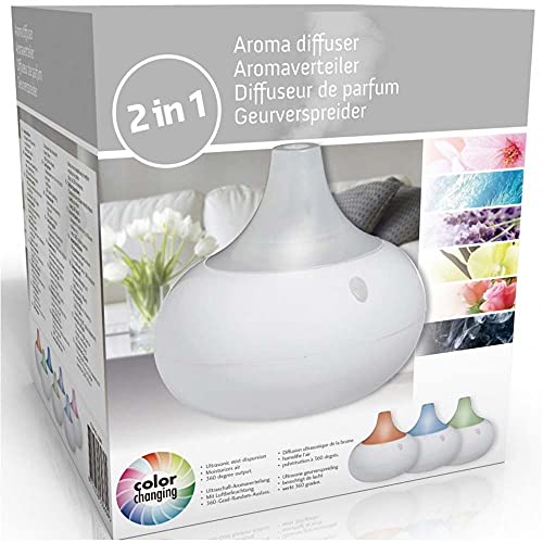 Bakaji Aroma Diffuser Duftöle USB mit LED-Licht 8 Farben Aromatherapie Duftöl Tankinhalt 140 ml Raumduft Größe 18 x 18 cm von BAKAJI