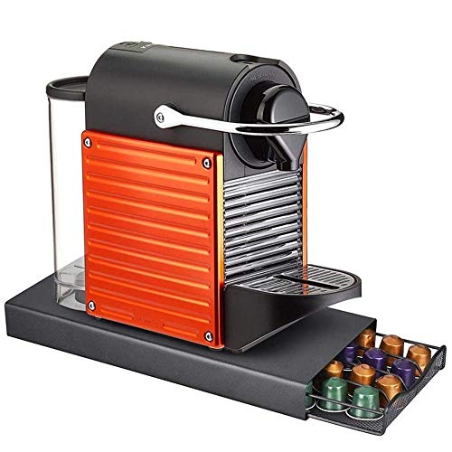 Bakaji Ausziehbare Schublade für Kapseln, Kaffee, 40 Sitzer aus Metall, Aufbewahrungsbox mit Oberfläche, Farbe: Schwarz, modernes Design, Größe 37,5 x 17,5 x 5,5 cm von BAKAJI