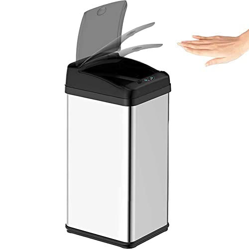 Bakaji Automatischer Mülleimer mit Öffnung und Infrarot-Sensor mit Batterie, Kapazität 48 l, Mülltonne aus Edelstahl, modernes Design, Haus, Büro, Größe 32 x 27 x 70 cm von BAKAJI