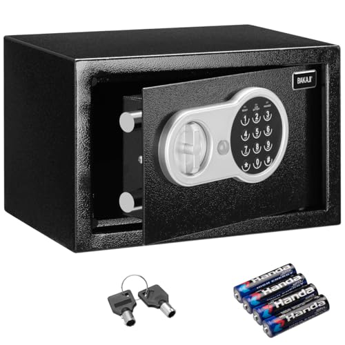 Safe Alarm Safe Tresor für Zuhause - Tresor mit Zahlenkombinationsschloss - Schließfach für Wertsachen - Fassungsvermögen 5L - 20 x 19,5 x 30,5 cm - Stahl - Schwarz von BAKAJI