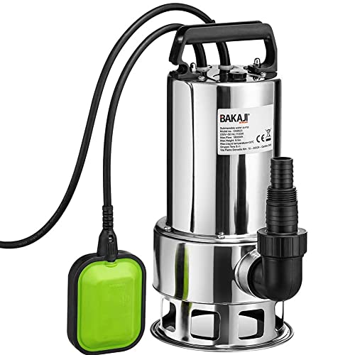 Bakaji Elektropumpe, Tauchpumpe, dunkle Schmutz, Leistung: 1000 W, Durchflussmenge: 15500 l/h, maximale Tiefe: 7 Meter, mit Stahlkörper, flacher Boden, Tragegriff, Kabel 10 m Bakaji Elektropumpe, Tauchpumpe, dunkle Schmutz, Leistung: 1000 W, Durchflussmenge: 15500 l/h, maximale Tiefe: 7 Meter, mit Stahlkörper, flacher Boden, Tragegriff, Kabel 10 m von BAKAJI
