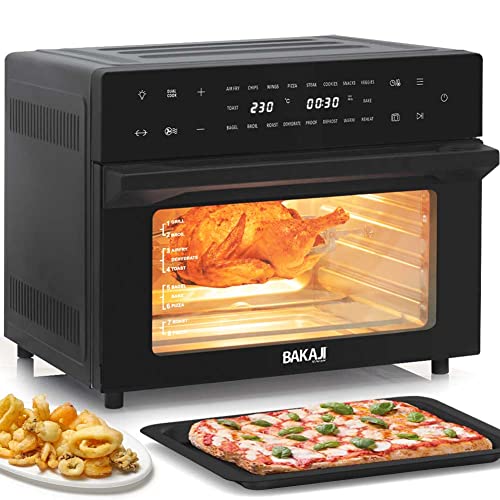 Bakaji Heißluftfritteuse Kapazität 30 l 1800 W Frittiergrill ohne Öl Airfryer Display Touch 18 Programme Doppelkochfunktion Timer Temperaturregelung Doppelglas Bakaji Heißluftfritteuse Kapazität 30 l 1800 W Frittiergrill ohne Öl Airfryer Display Touch 18 Programme Doppelkochfunktion Timer Temperaturregelung Doppelglas von BAKAJI