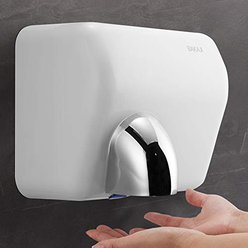 Bakaji Secador de Manos Eléctrico Automático secador de Aire Caliente de Pared - Baño Rápido con Sensor fotocélula 2300W von BAKAJI