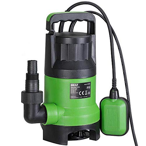 Bakaji Tauchpumpe Elektropumpe Sommerpumpe Wasser dunkel Schmutz Leistung 400 W Förderleistung 7000 l/h Maximale Tiefe 7 Meter mit Boden Teller Griff für den Transport Kabel 10 Meter (7000 l/h) von BAKAJI