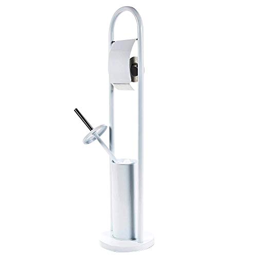 BAKAJI Toilettenpapierhalter mit WC-Garnitur, Metall, Bianco, 20 x 80 cm von BAKAJI