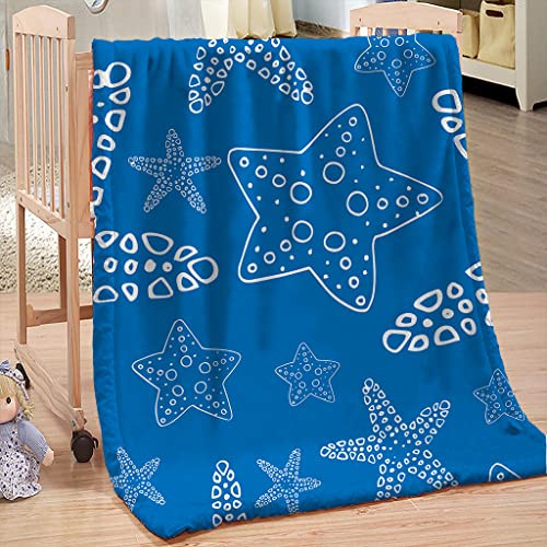 Kuscheldecke Flauschig Blauer Seestern Decke Extra Weich Warm Wohndecke Flanell Fleecedecke Falten Beständig Anti-verfärben als Sofadecke Bettüberwurf - 180 x 220 cm von BAKAWA